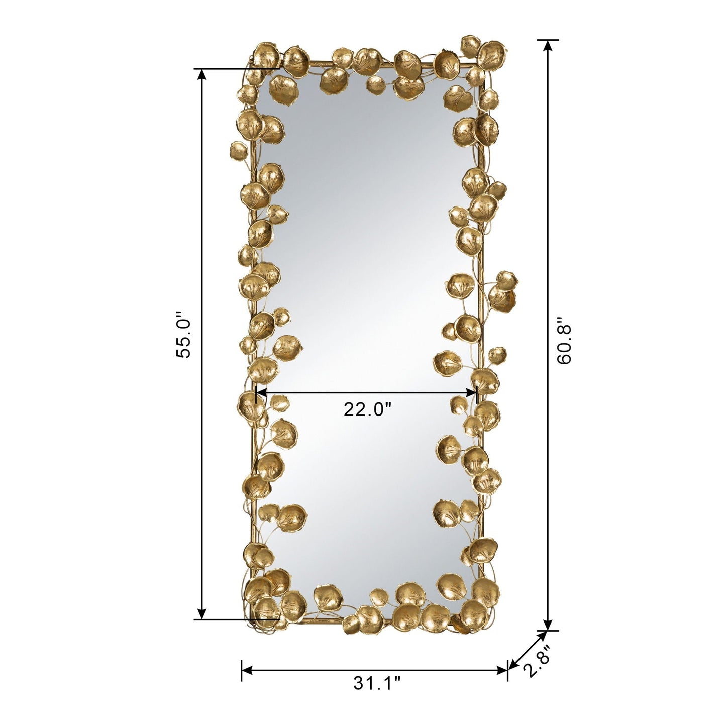 Full Length Mirror with Gold Leaf Accents