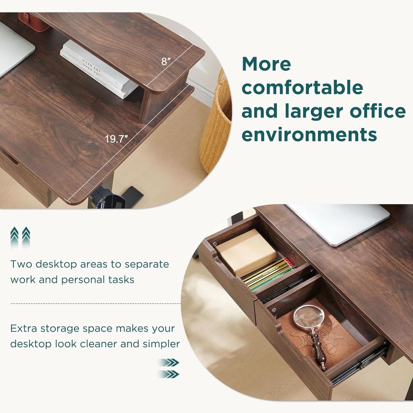 Electric Standing Desk, Dark Walnut