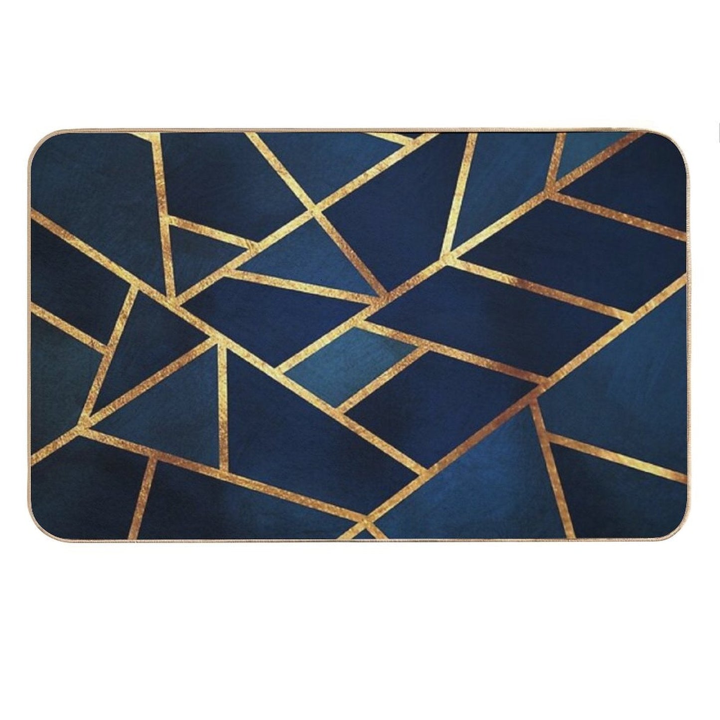 Navy Gold Stone Bath Mat