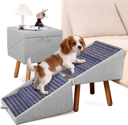 Dog Stairs for Couch 2 in 1 Foldable Pet Steps Non Slip
