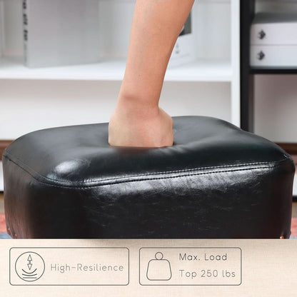 Black Leather Footstool