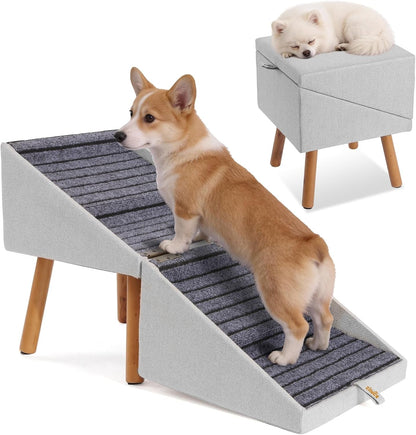 Dog Stairs for Couch 2 in 1 Foldable Pet Steps Non Slip