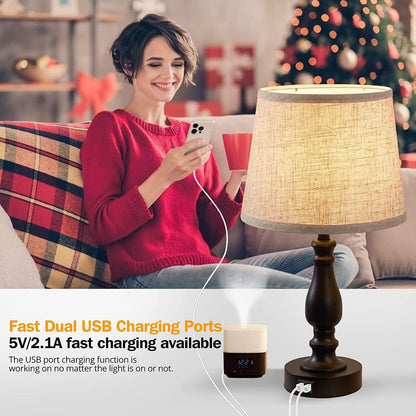 Set of 2 Lamps W/ USB Charging Ports