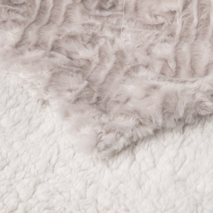 Lavender Grey Faux Fur Sherpa Throw Blanket