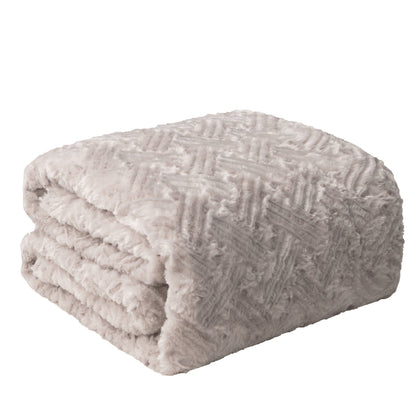 Lavender Grey Faux Fur Sherpa Throw Blanket