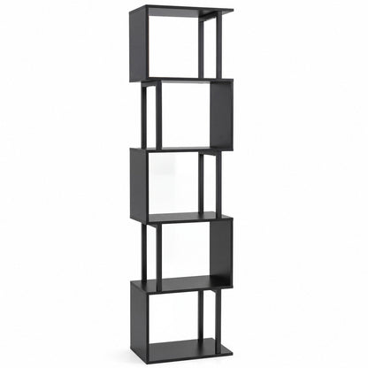 5-Tier S-Shaped Bookshelf with Open Cubes & Anti-Tip Kit