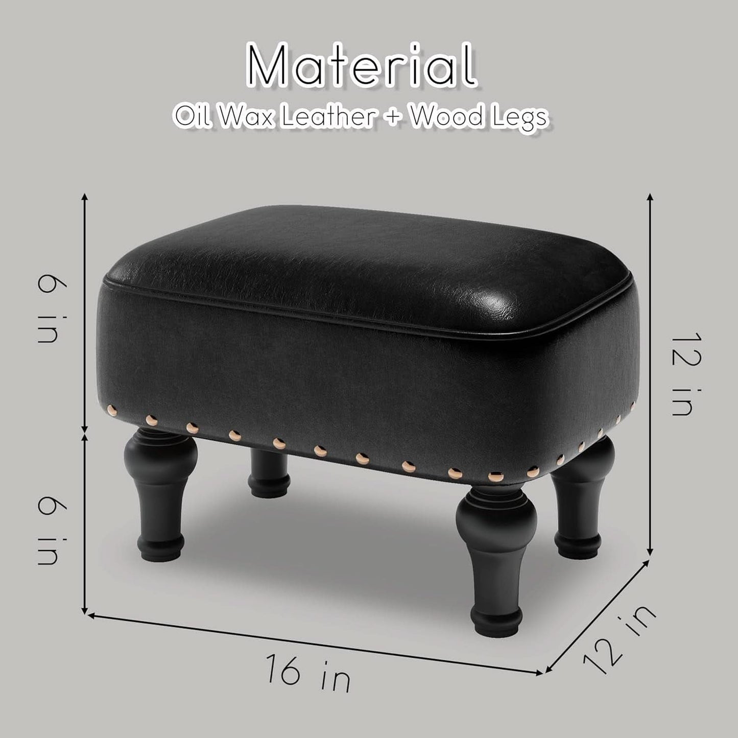 Black Leather Footstool