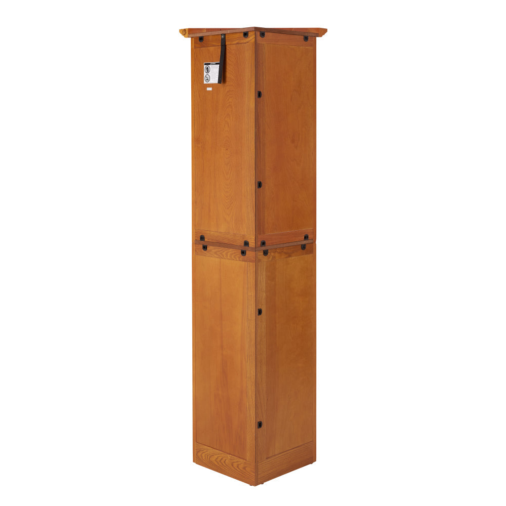 72" Corner Kitchen Pantry Cabinet | 4-Tier Tall Storage with 8 Doors & Shelves — Farmhouse Oak