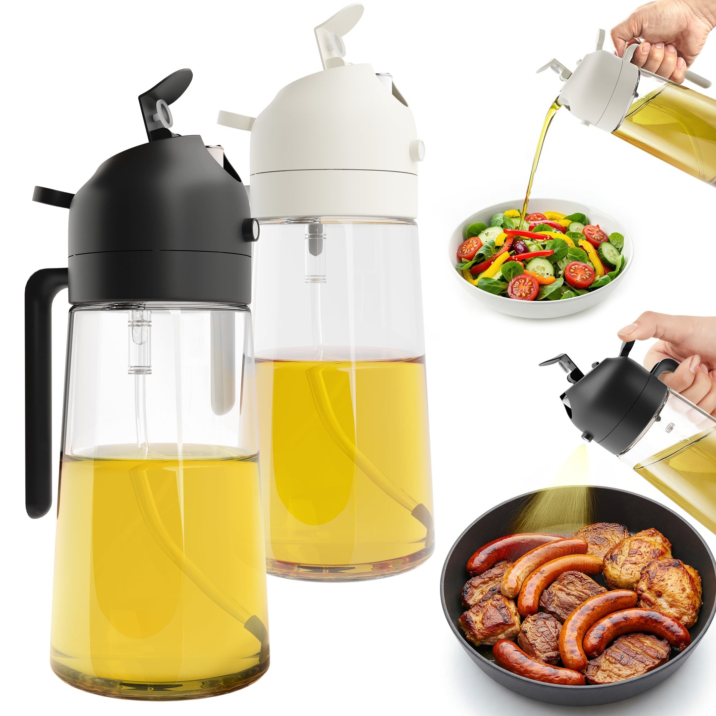 2-Pack Glass Olive Oil Sprayer & Dispenser