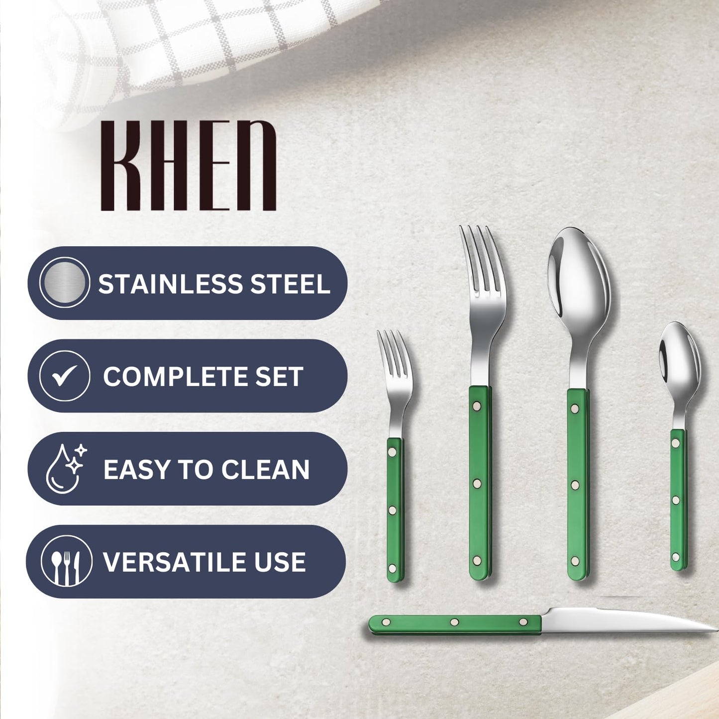 Green Cutlery Set of 20 pcs