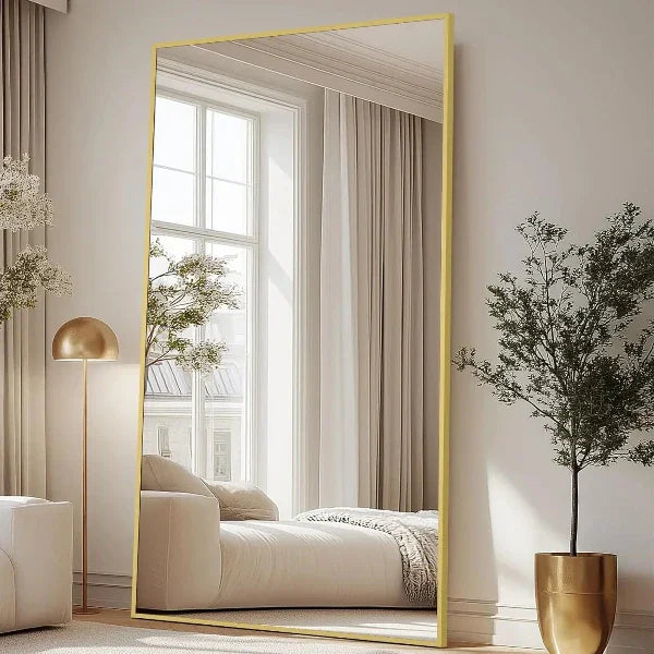 MELOMOIR Gold Full Length Mirror, Free Standing or Wall Mounted, Full Body Mirror for Bedroom, Living Room, Gym, Dorm