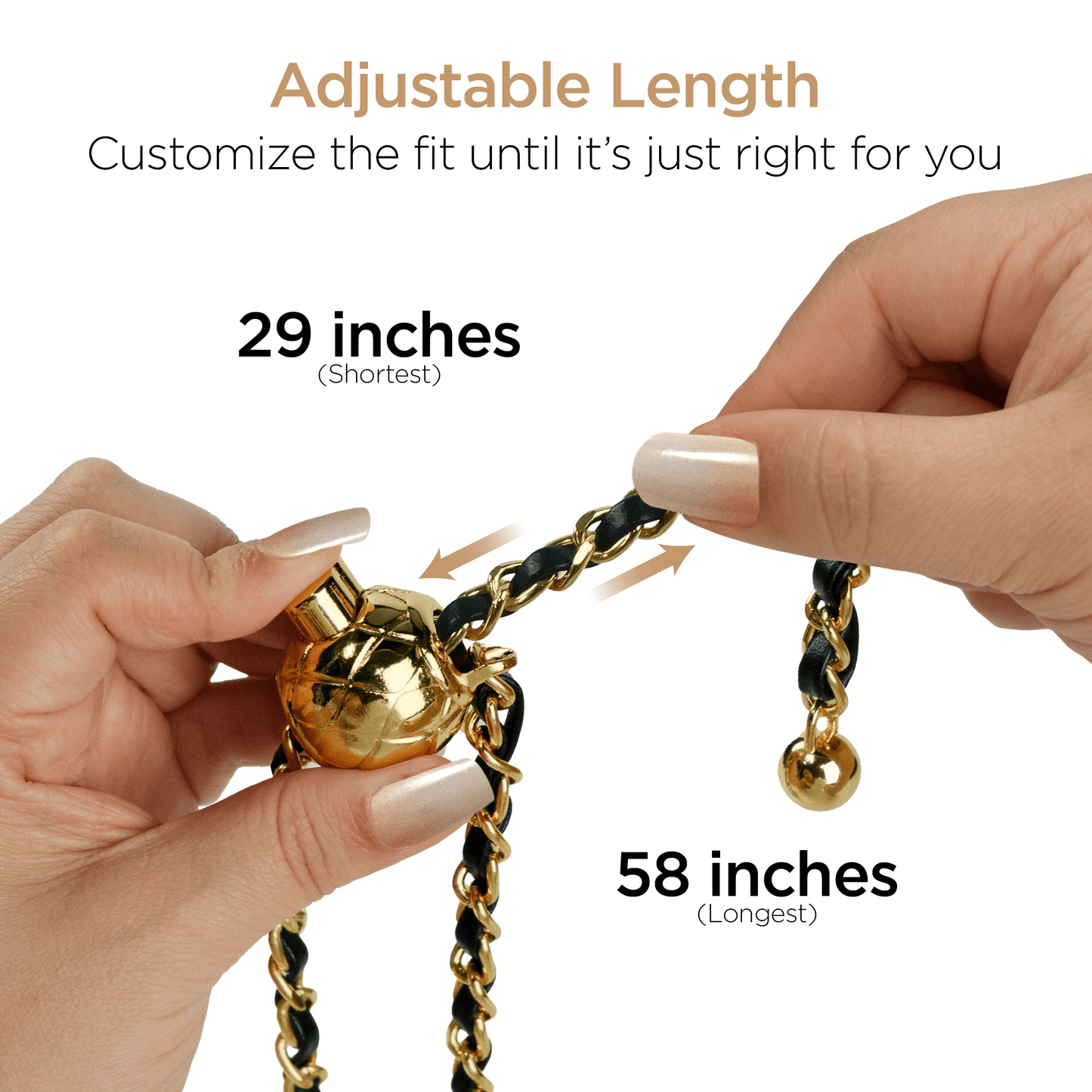 Gold Chain with Black Vegan Leather Crossbody Phone Strap