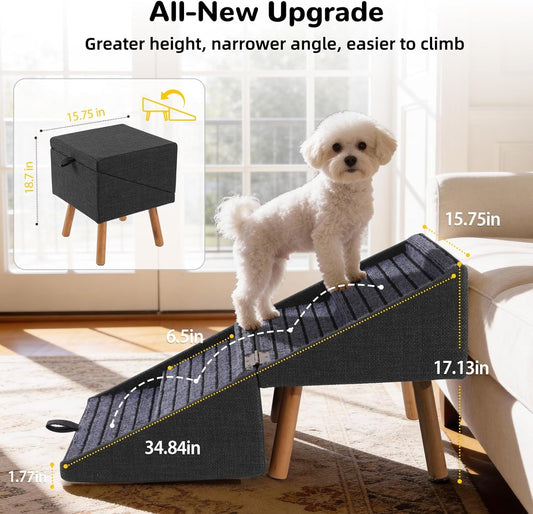Dog Stairs for Couch 2 in 1 Foldable Pet Steps Non Slip