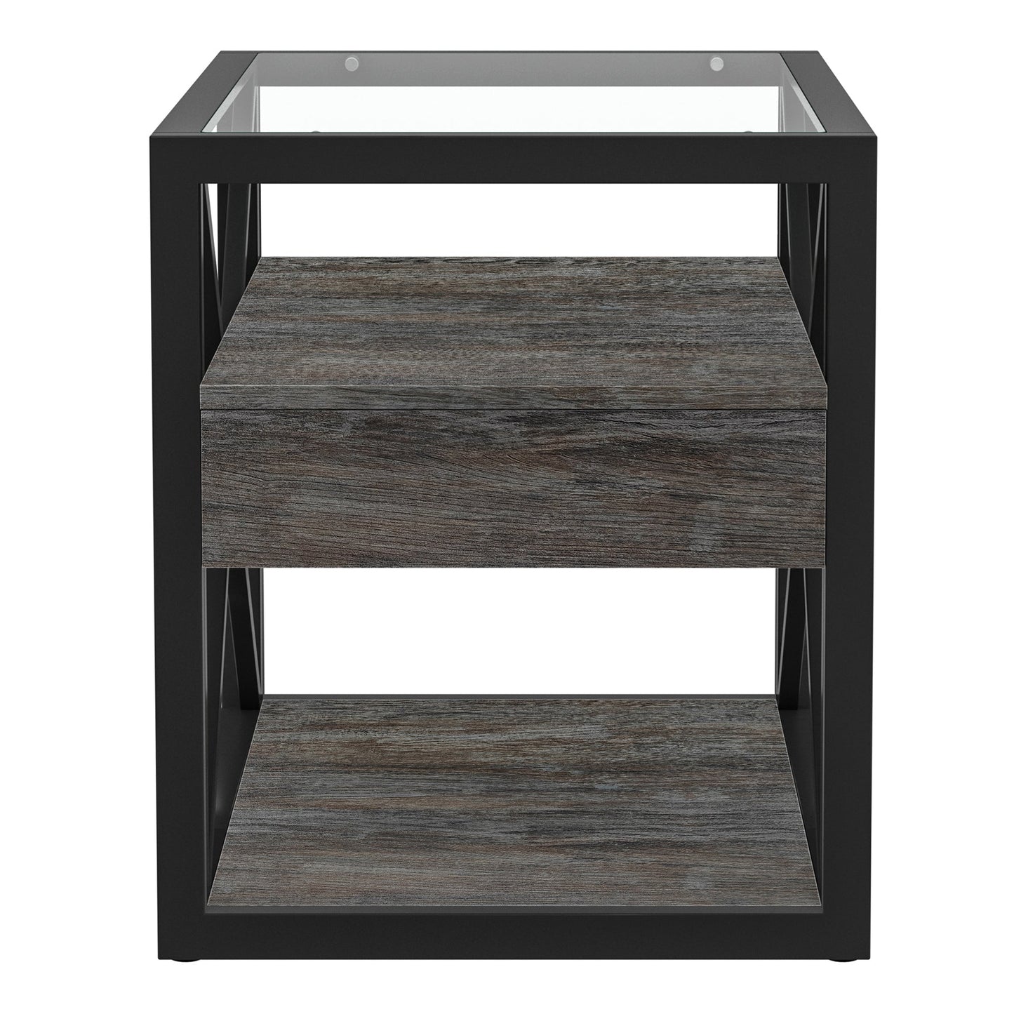 Set of 2 Modern End Tables with Drawer - Nightstands