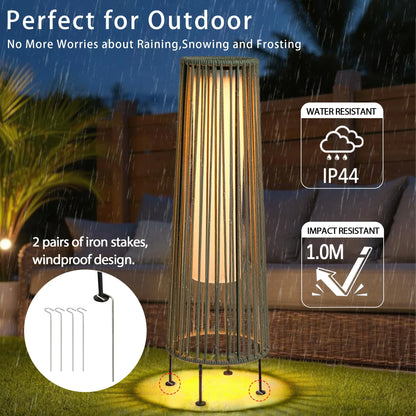 2 Piece SOLAR Powered Lantern Patio Lamp Grey