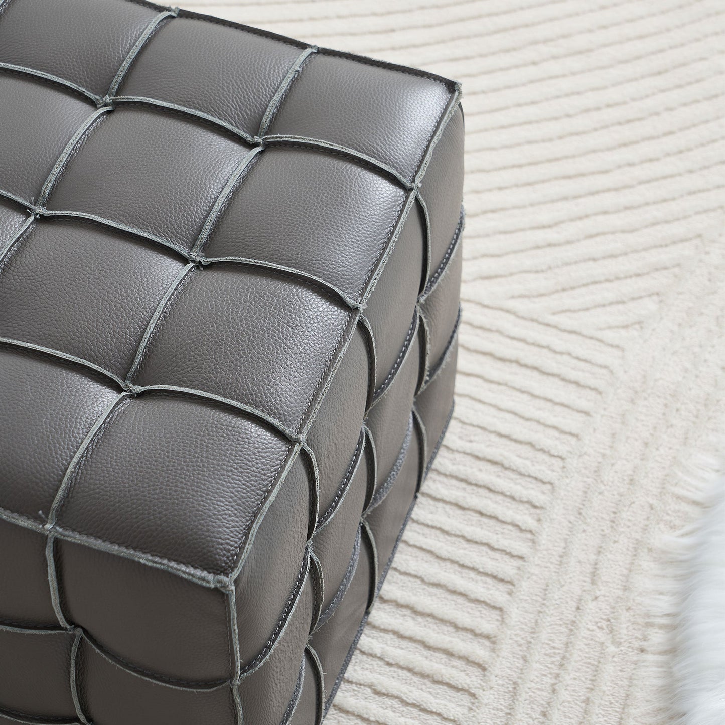 Leather Tufted Square Ottoman/Footstool