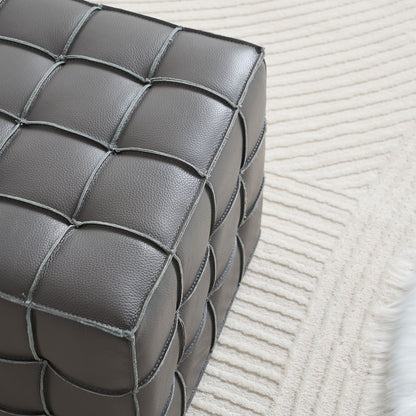 Leather Tufted Square Ottoman/Footstool