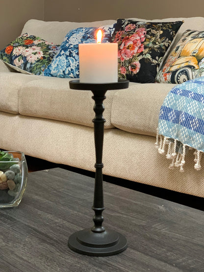 Pillar Candle Holder - Black, 11.5 x 4"