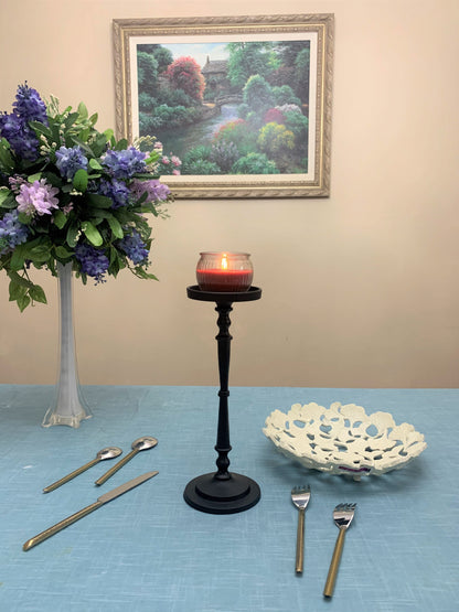 Pillar Candle Holder - Black, 11.5 x 4"