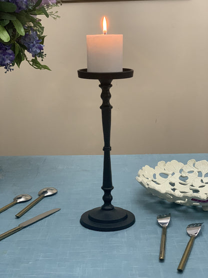 Pillar Candle Holder - Black, 11.5 x 4"