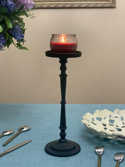Pillar Candle Holder - Black, 11.5 x 4"