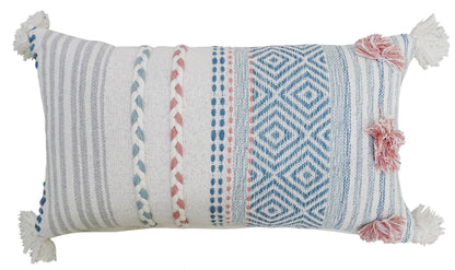 Striped Throw Pillow with Braid and Tassels