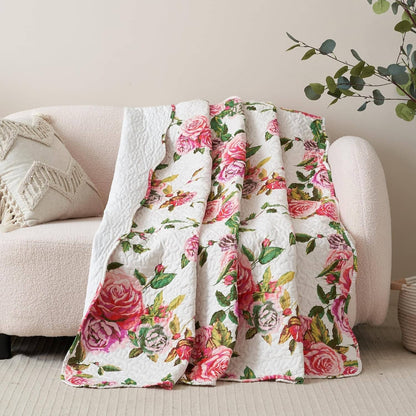 Roses Floral, quilted Throw Blanket - 50 x 60"