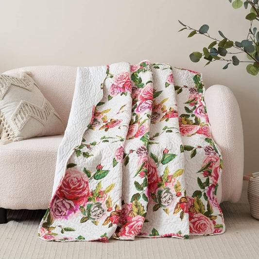 Roses Floral, quilted Throw Blanket - 50 x 60"