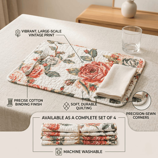 Quilted Dining Placemats 13” x 19”, set 4