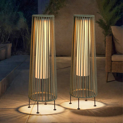 2 Piece SOLAR Powered Lantern Patio Lamp Grey
