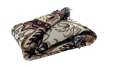 Tapestry Throw Blanket, Golden Persian Style Rug Ornate Floral - 50” x 60”