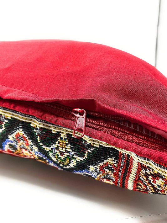 Kilim Red Rug Ornate Tapestry Throw Pillow Covers 16" x 16"