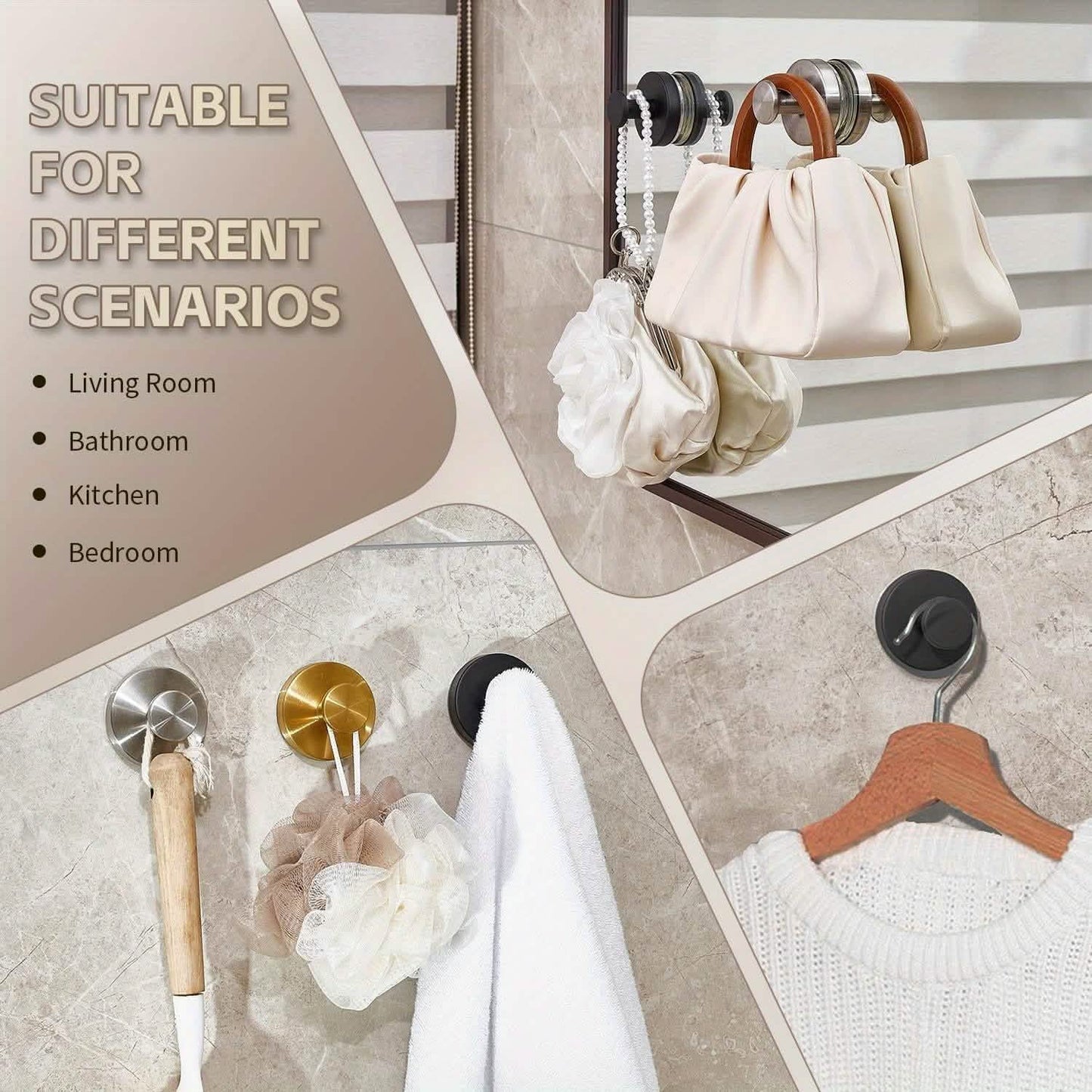 Suction Cup Hooks Brushed Stainless Steel