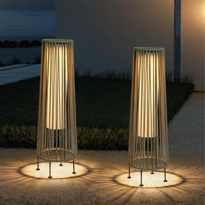 2 Piece SOLAR Powered Lantern Patio Lamp Grey