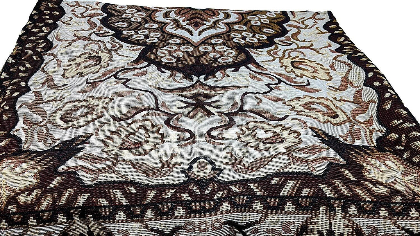 Tapestry Throw Blanket, Golden Persian Style Rug Ornate Floral - 50” x 60”