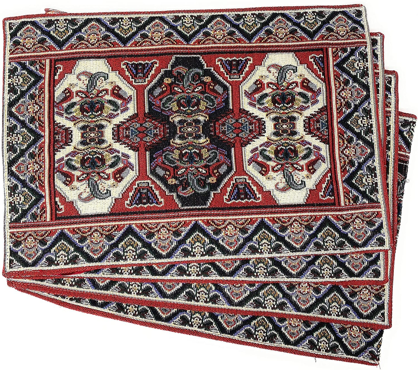 Set of 4-Pieces Kilim Red Persian Rug Woven Tapestry Placemats 13” x 19”