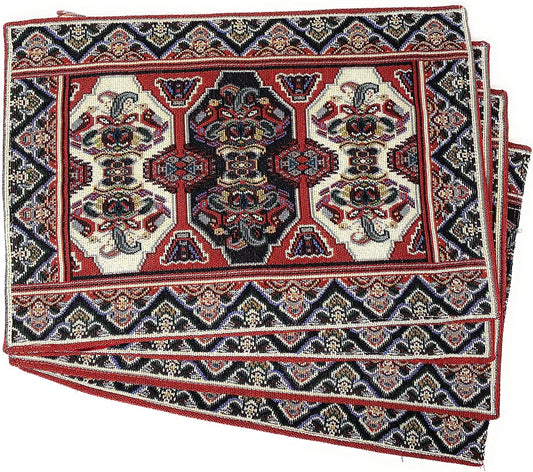 Set of 4-Pieces Kilim Red Persian Rug Woven Tapestry Placemats 13” x 19”