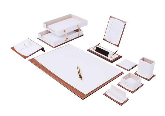 Star Leather & Walnut Desk Set