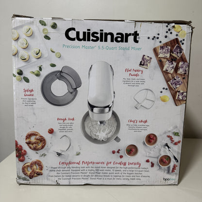 Cuisinart Precision Master SM-50 5.5 Quart Stand Mixer 500W 12-Speed White Linen