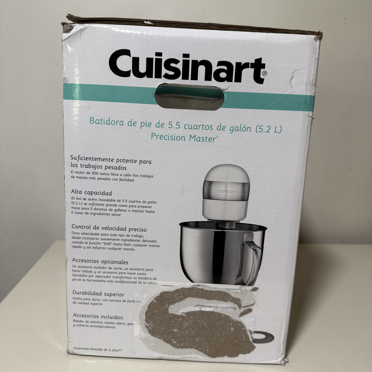Cuisinart Precision Master SM-50 5.5 Quart Stand Mixer 500W 12-Speed White Linen
