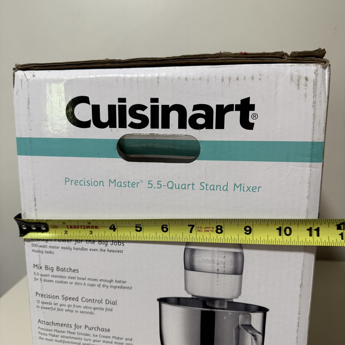 Cuisinart Precision Master SM-50 5.5 Quart Stand Mixer 500W 12-Speed White Linen