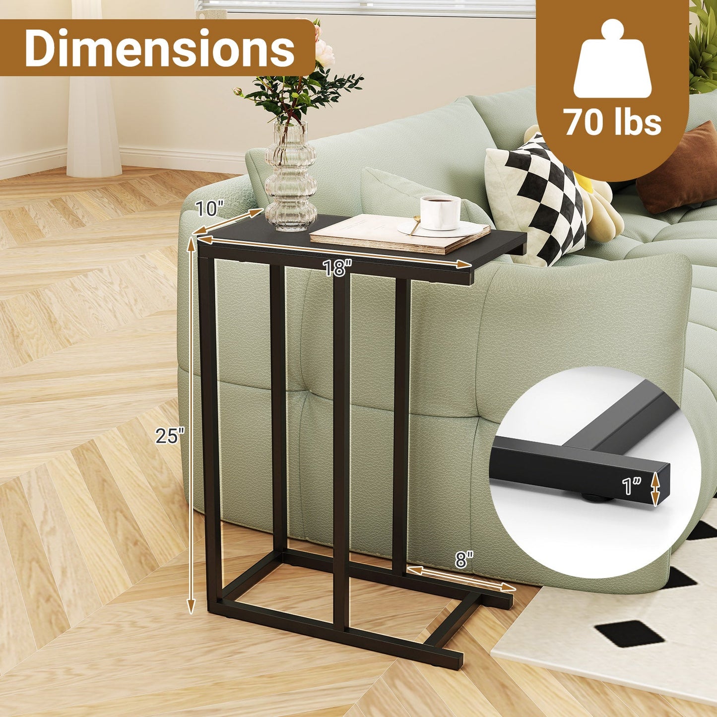 End Table/Under Couch TV Tray Laptop Stand