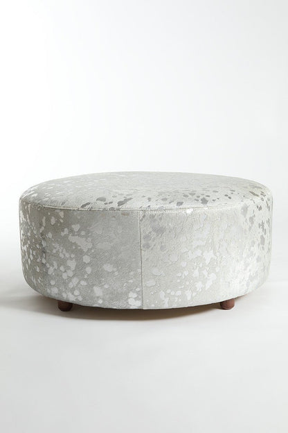 Round Cowhide Ottoman