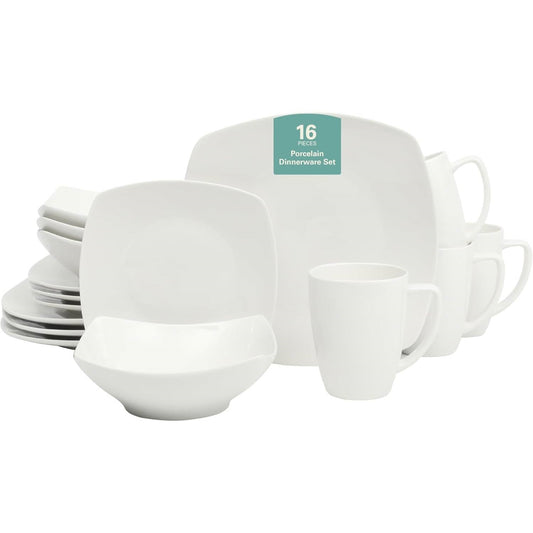 Square Porcelain Dinnerware Set - Service for 4