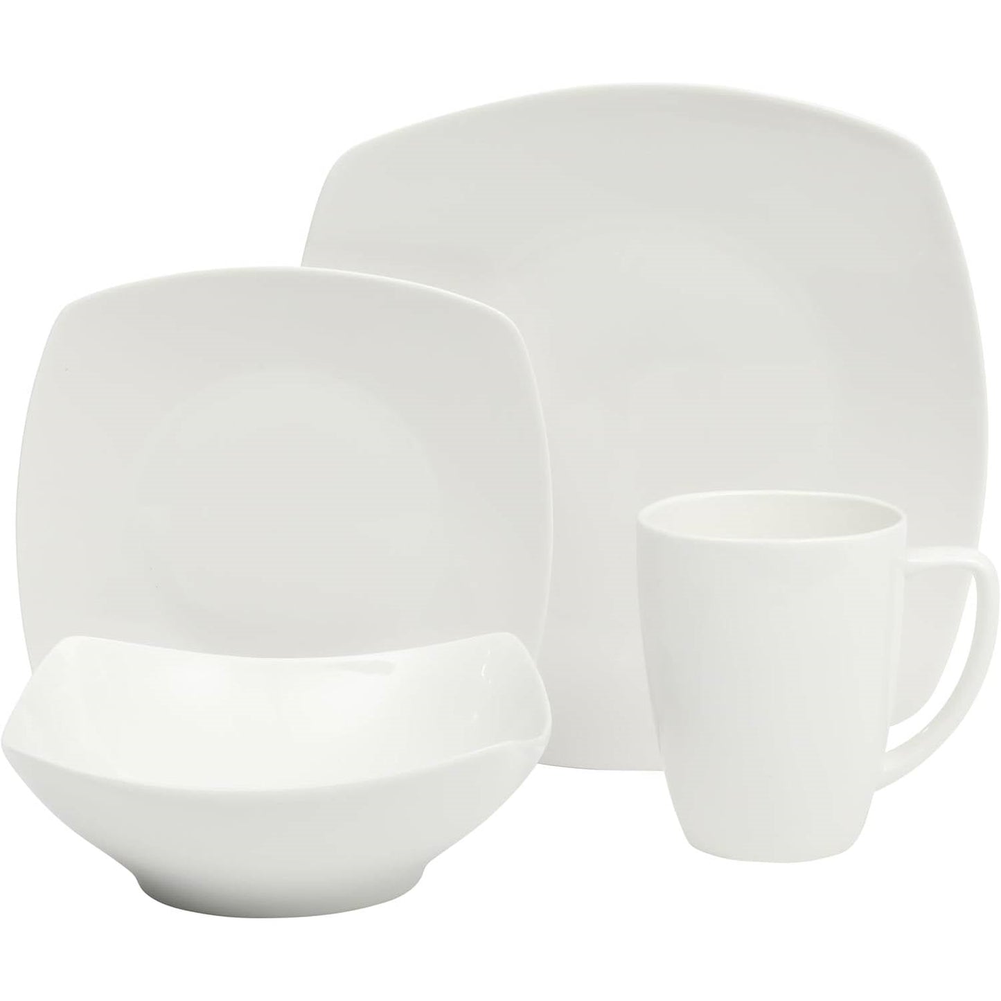 Square Porcelain Dinnerware Set - Service for 4