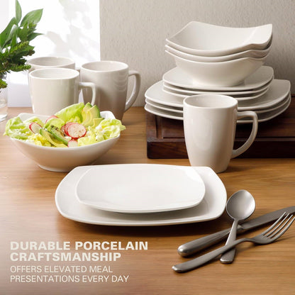 Square Porcelain Dinnerware Set - Service for 4