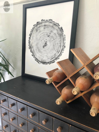 Denver Rocky Mountains Tree Art, Woodcut Print