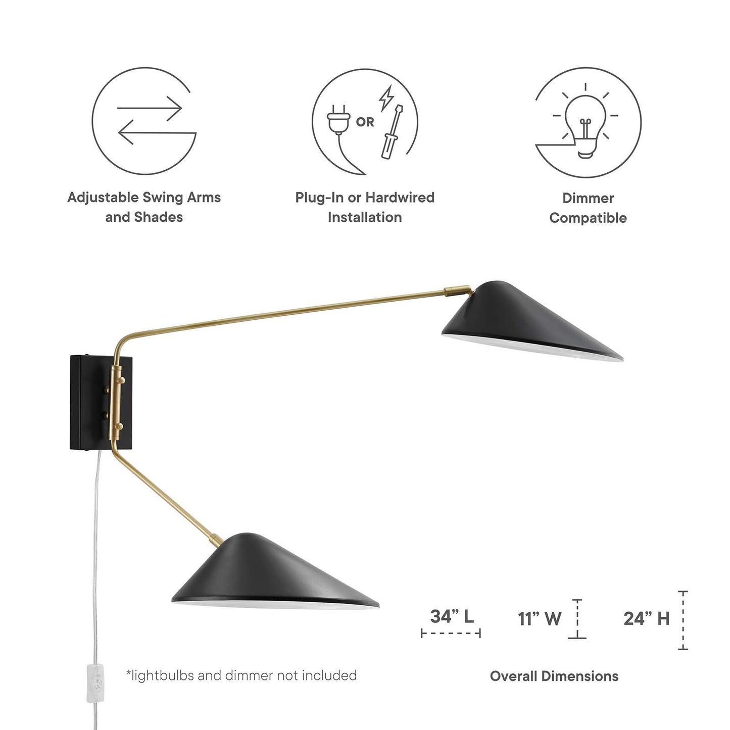 2-Light Swing Arm Wall Sconce