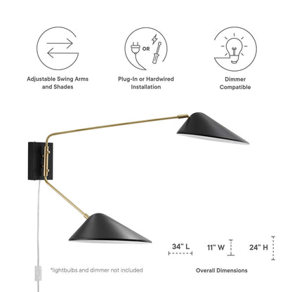2-Light Swing Arm Wall Sconce