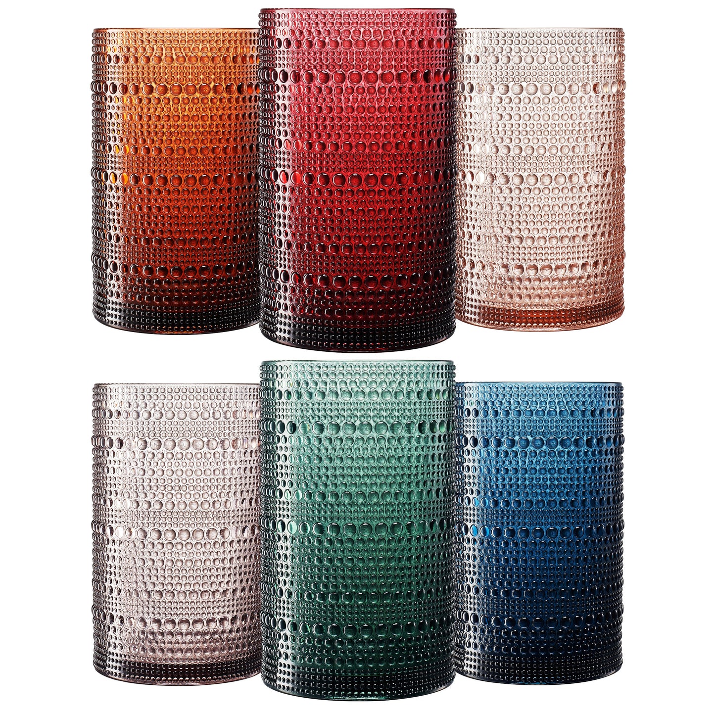Acrylic Hobnail Glassware, Set of 6